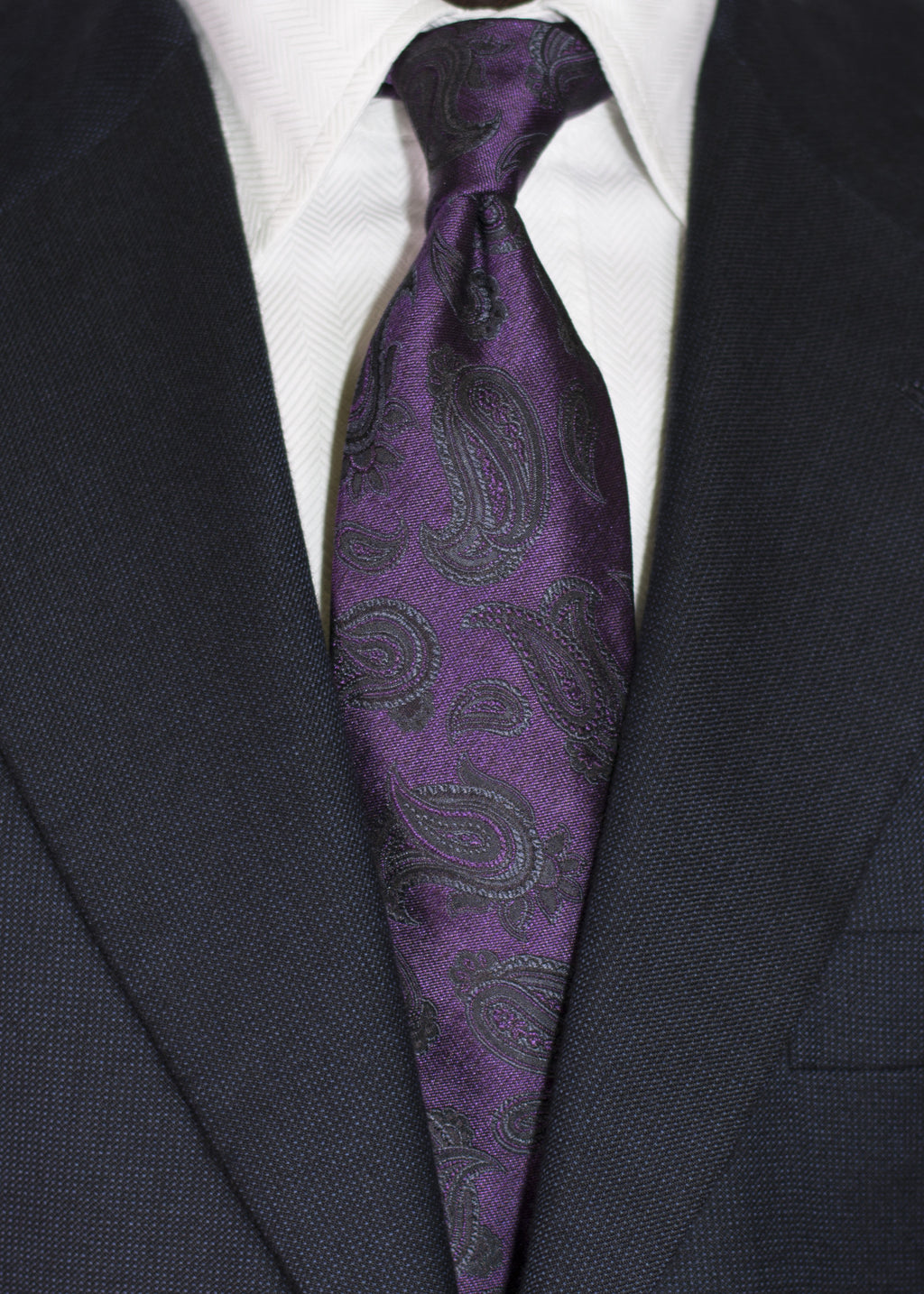 Nicolosi - Purple with gray and black Woven Paisley Silk bow tie