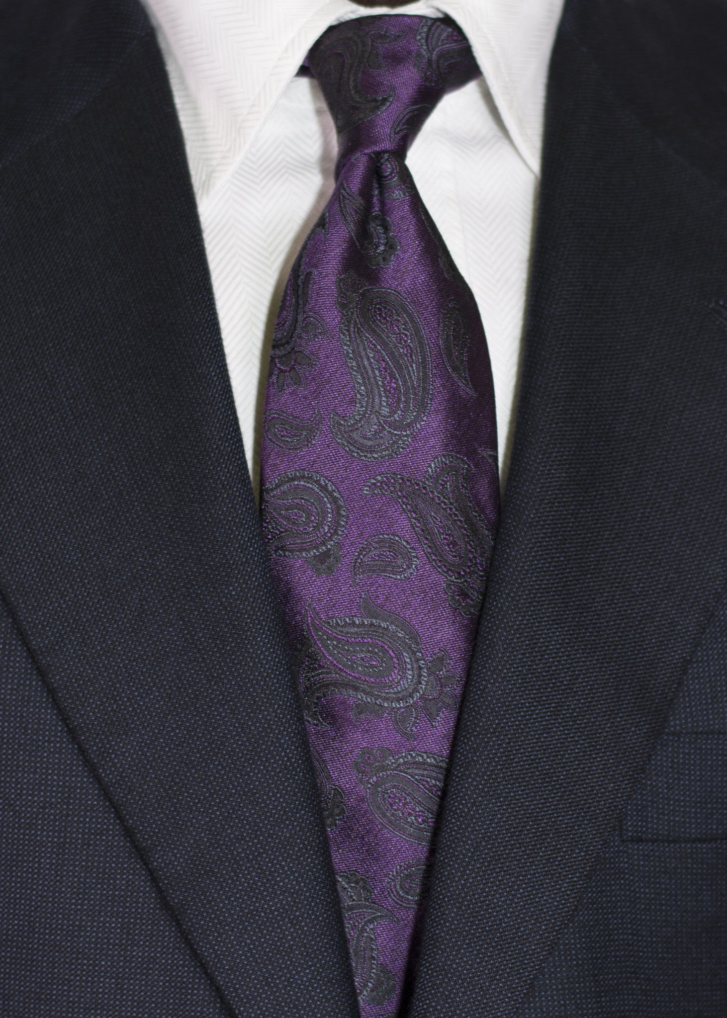 Nicolosi - Purple with gray and black Woven Paisley Silk bow tie