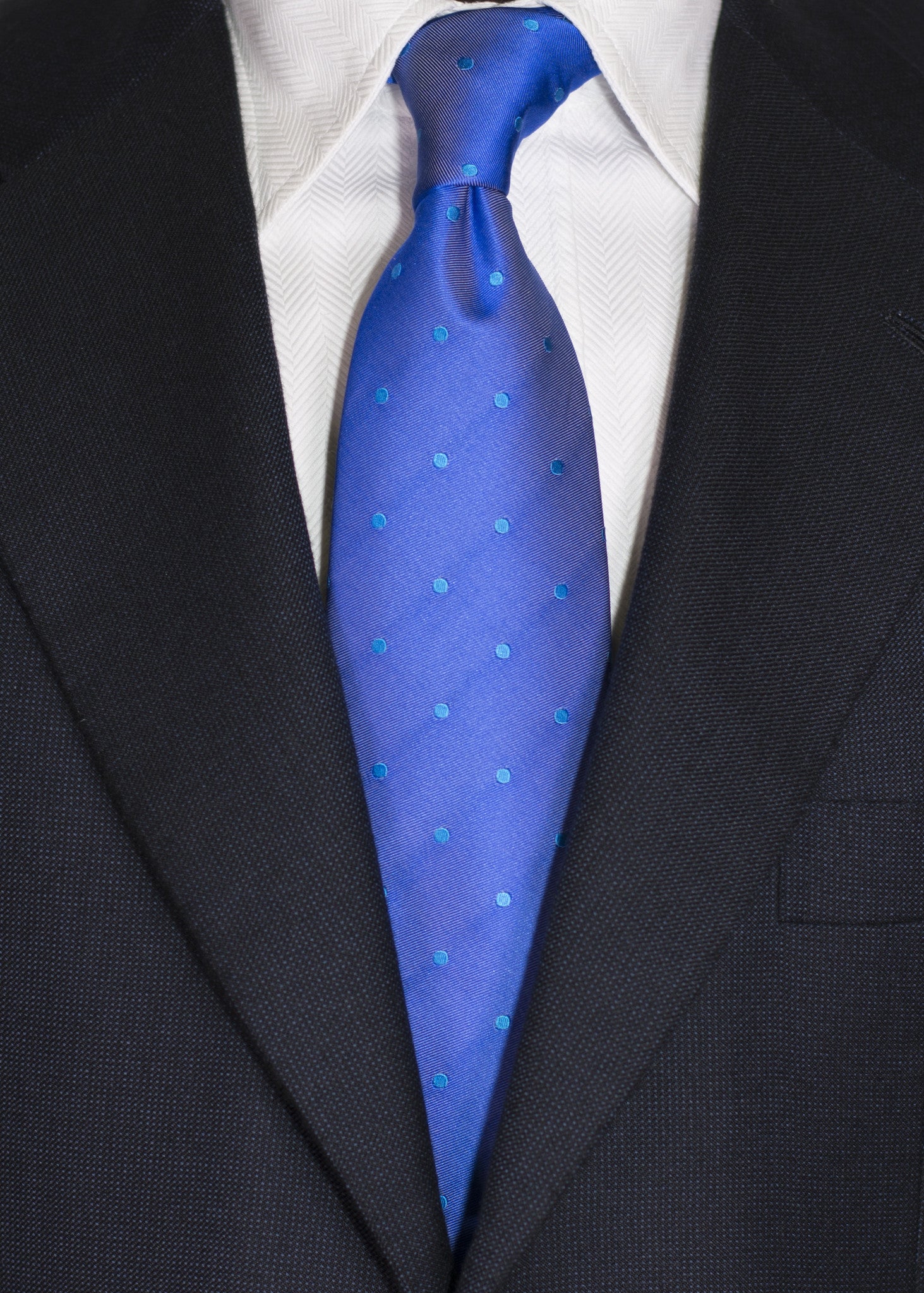 Oliveri - Royal with Aqua Dotted Satin Silk