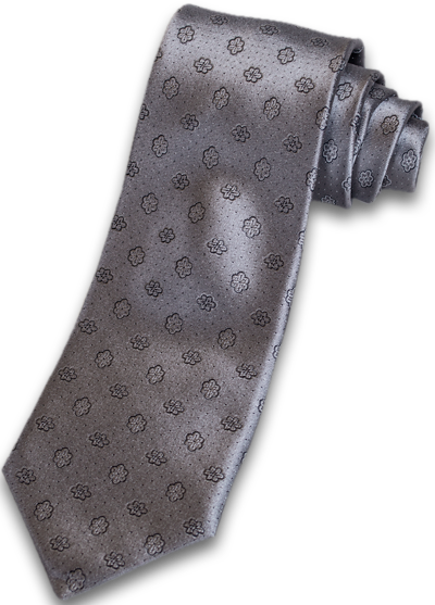 Favara - Silver Satin Silk with Floral pattern