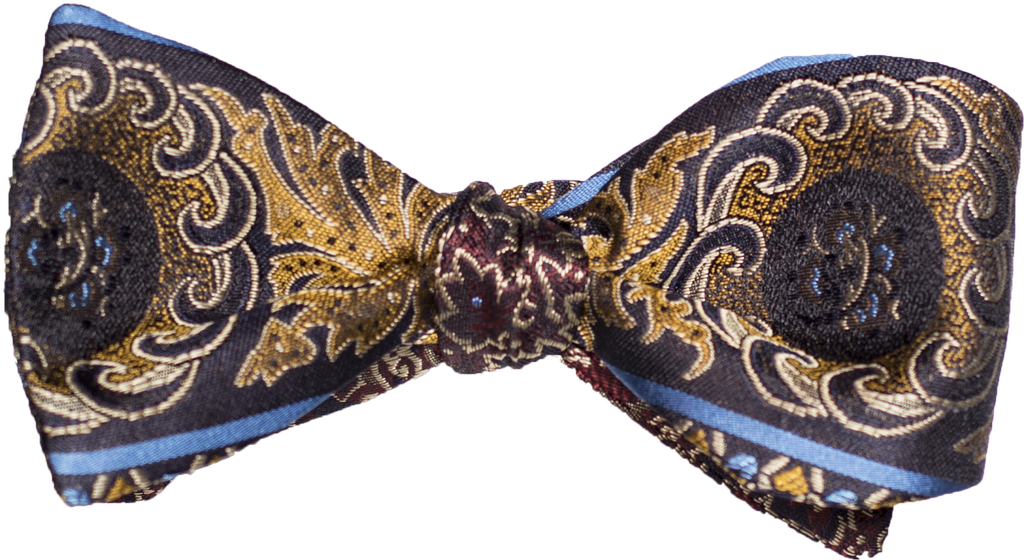 Graniti - Navy Burgandy with Gold leaf Woven Silk Bowtie