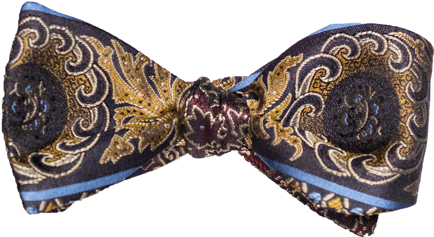 Graniti - Navy Burgandy with Gold leaf Woven Silk Bowtie