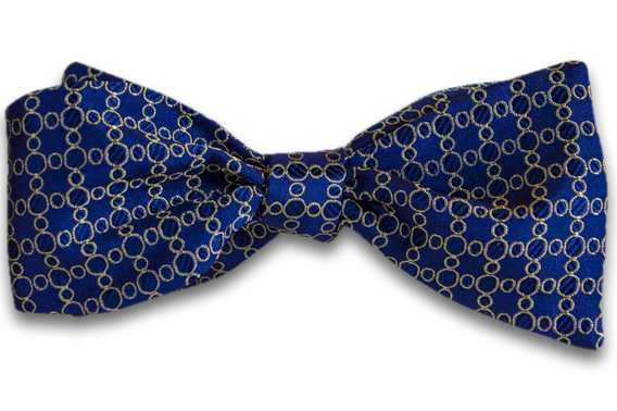 Noto - Dark Purple Silk Self Tie Bow Tie with Woven Pattern of Silver Rings