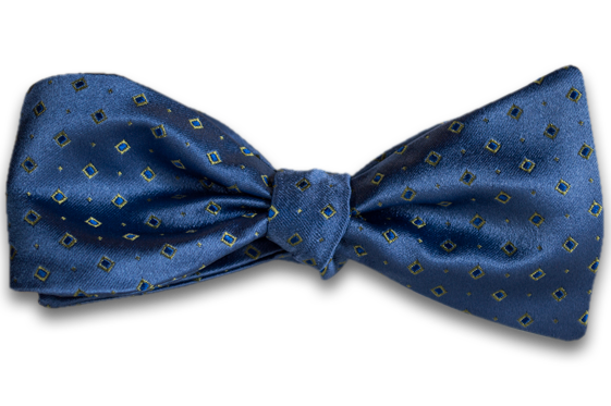 Licata - Dusty Blue Satin Silk Self Tie Bow Tie with Light Mint Green Neat Pattern