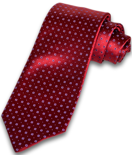 Licata - Red Satin Silk with Light Blue Neat Pattern