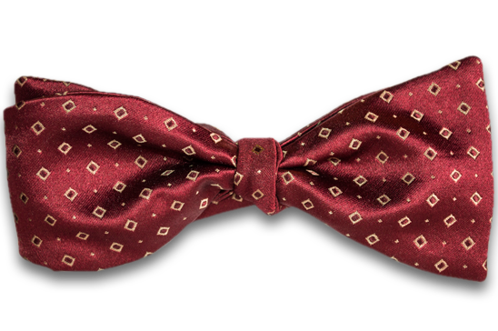 Licata - Russet Satin Silk Self Tie Bow Tie with Gold Neat Pattern