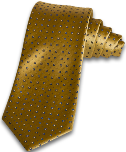 Licata - Yellow Satin Silk with light Blue Neat Pattern