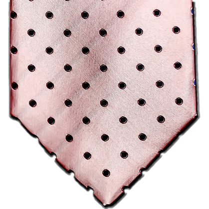 Marsala - Light Pink Satin Silk with Medium Blue Polka Dot