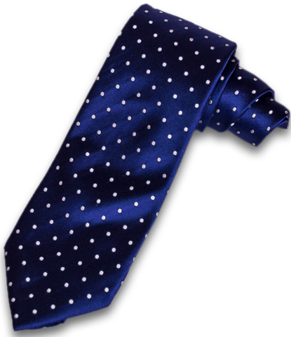Marsala - Royal Purple Blue Satin Silk with White Polka Dots