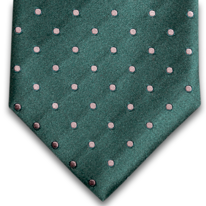 Marsala - Bottle Green Satin Silk with Silver Polka Dot