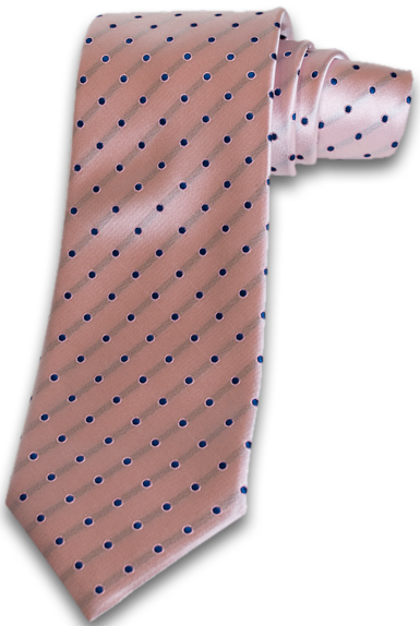 Marsala - Light Pink Satin Silk with Medium Blue Polka Dot