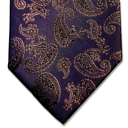 Messina - Navy Blue with Brown Paisley Woven Silk