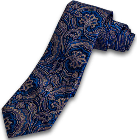 Modica - Blue and Gold Woven Paisley Silk