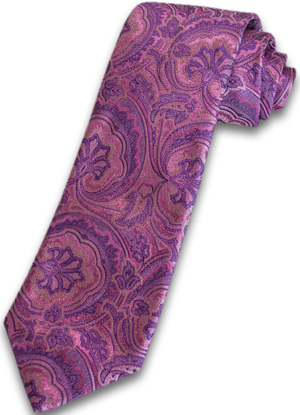 Modica - Pink and Lavender Woven Paisley Silk