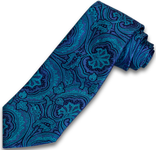 Modica - Teal and Purple Paisley Woven Silk