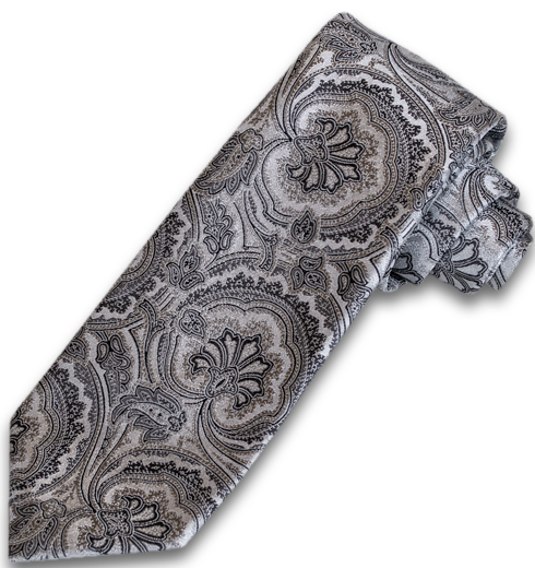 Modica - Silver Woven Paisley Silk