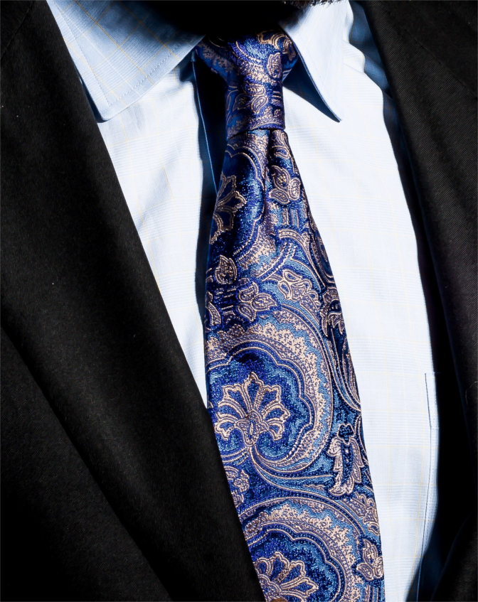 Modica - Blue and Gold Woven Paisley Silk