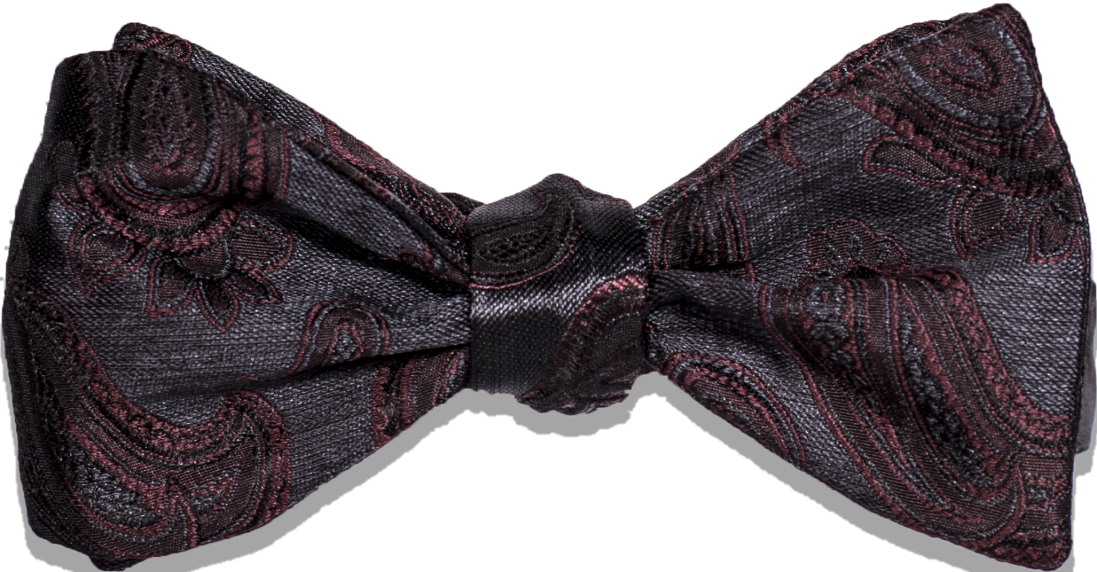 Nicolosi - Black with Burgundy Red Woven Paisley Silk Bowtie