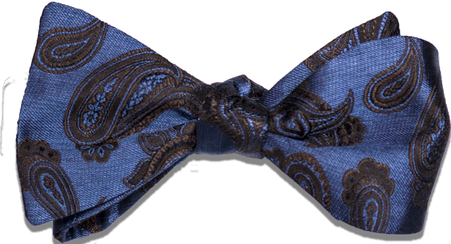 Nicolosi - Blue and Brown Woven Paisley Silk Bow Tie