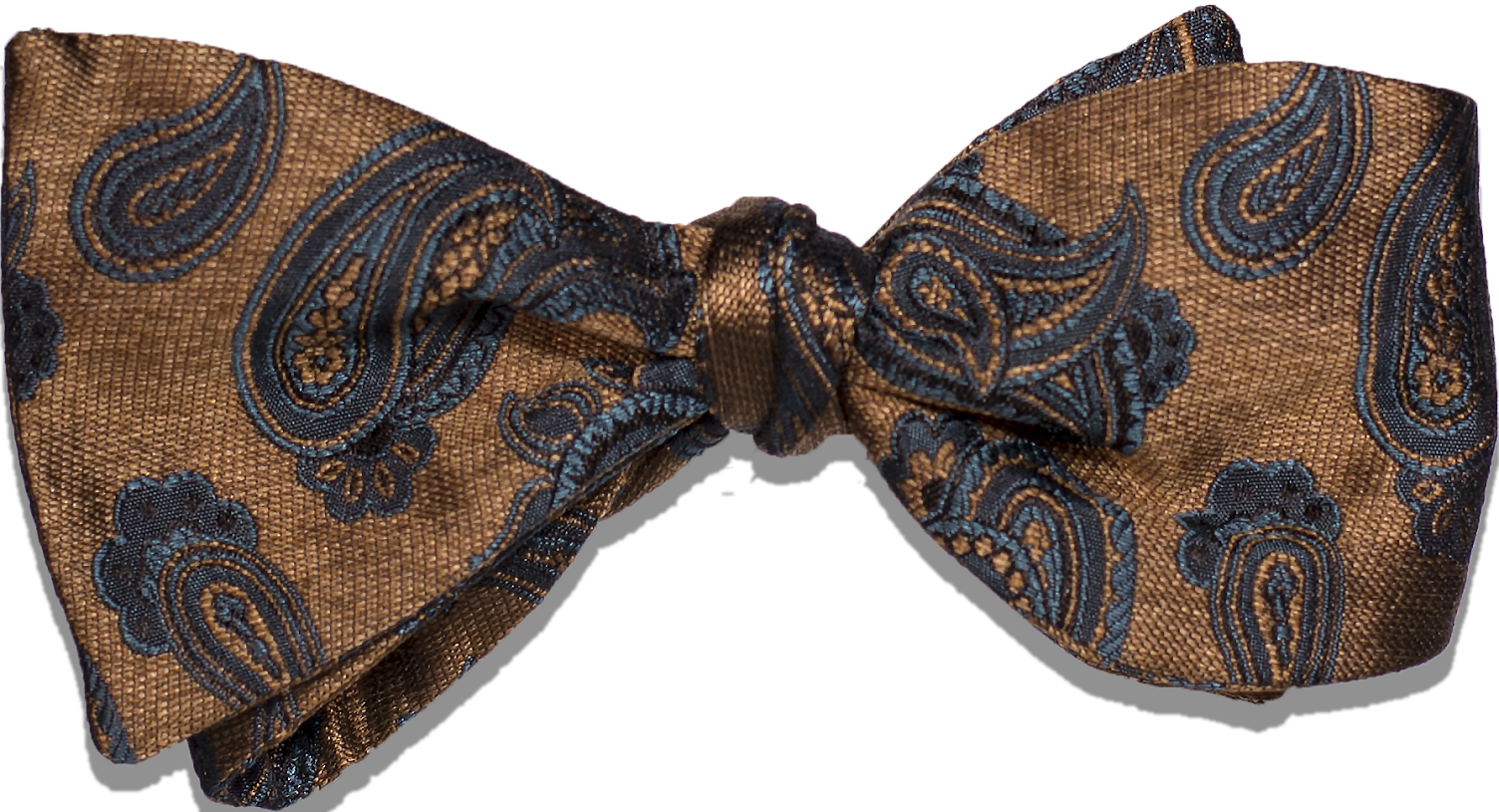 Nicolosi - Antique Gold with teal and black Woven Paisley Silk Bowtie