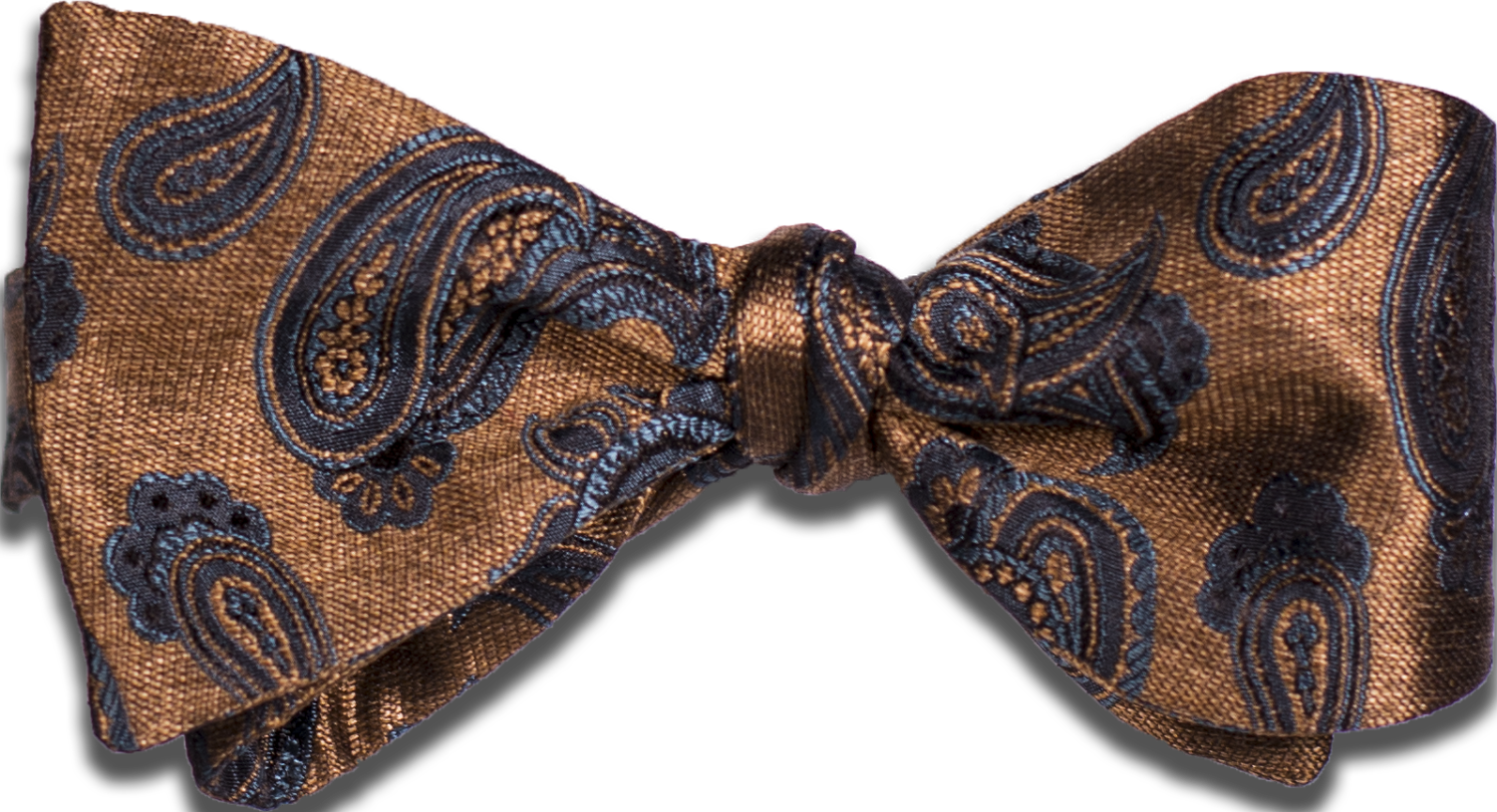 Nicolosi - Antique Gold with teal and black Woven Paisley Silk Bowtie