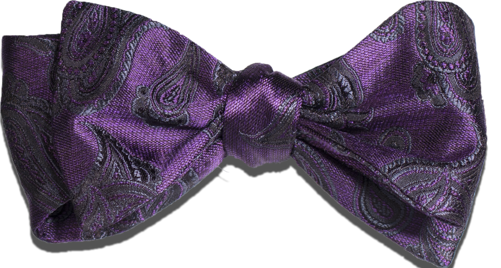 Nicolosi - Purple with gray and black Woven Paisley Silk bow tie
