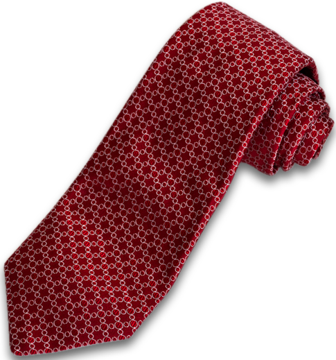Noto - Red Silk with Silvery White circles