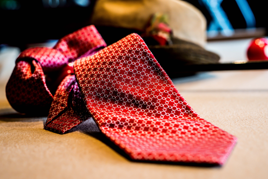 Noto - Red Silk with Silvery White circles
