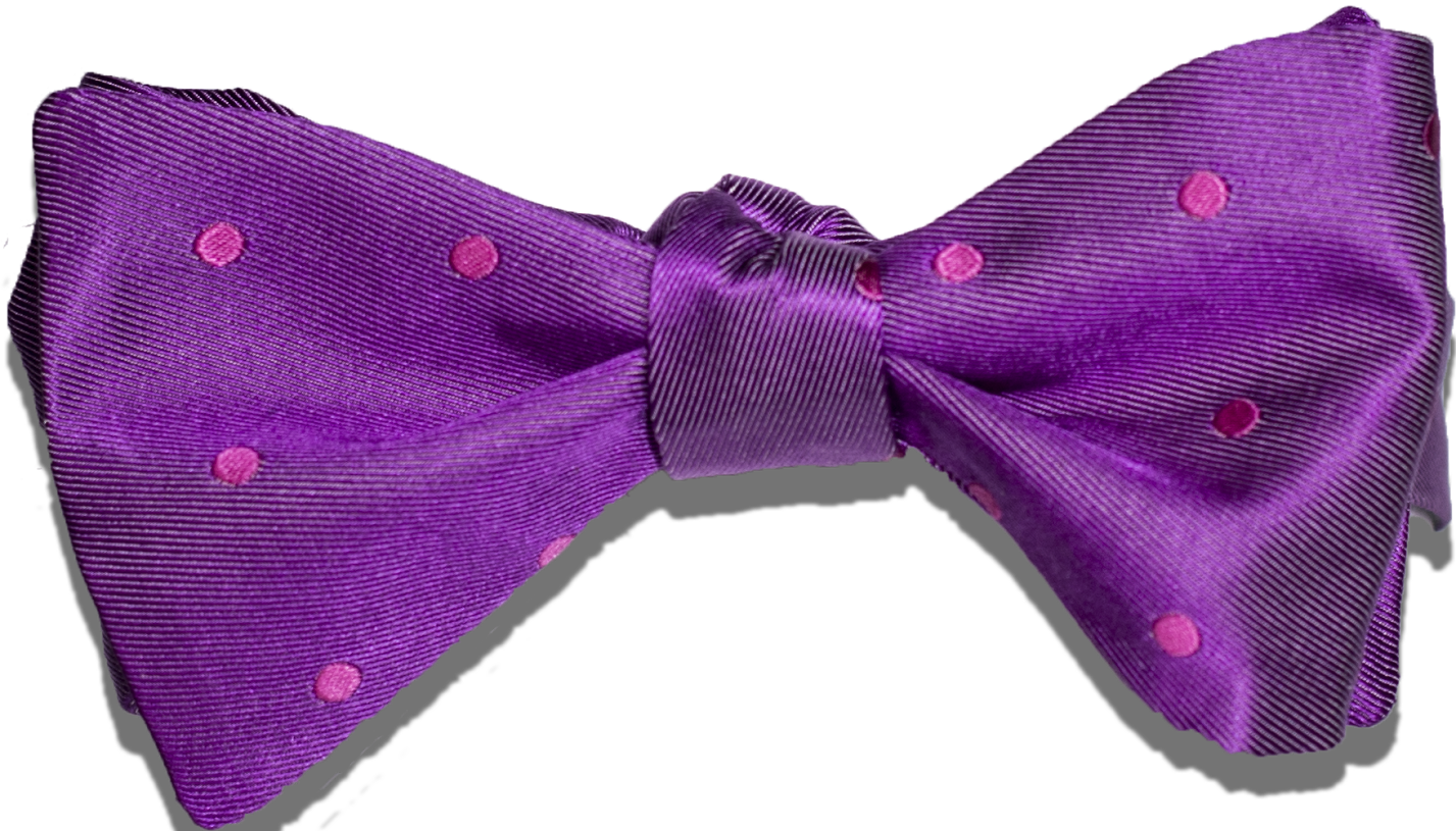 Oliveri - Fuchsia with Hot Pink Dotted Satin Silk Bow Tie