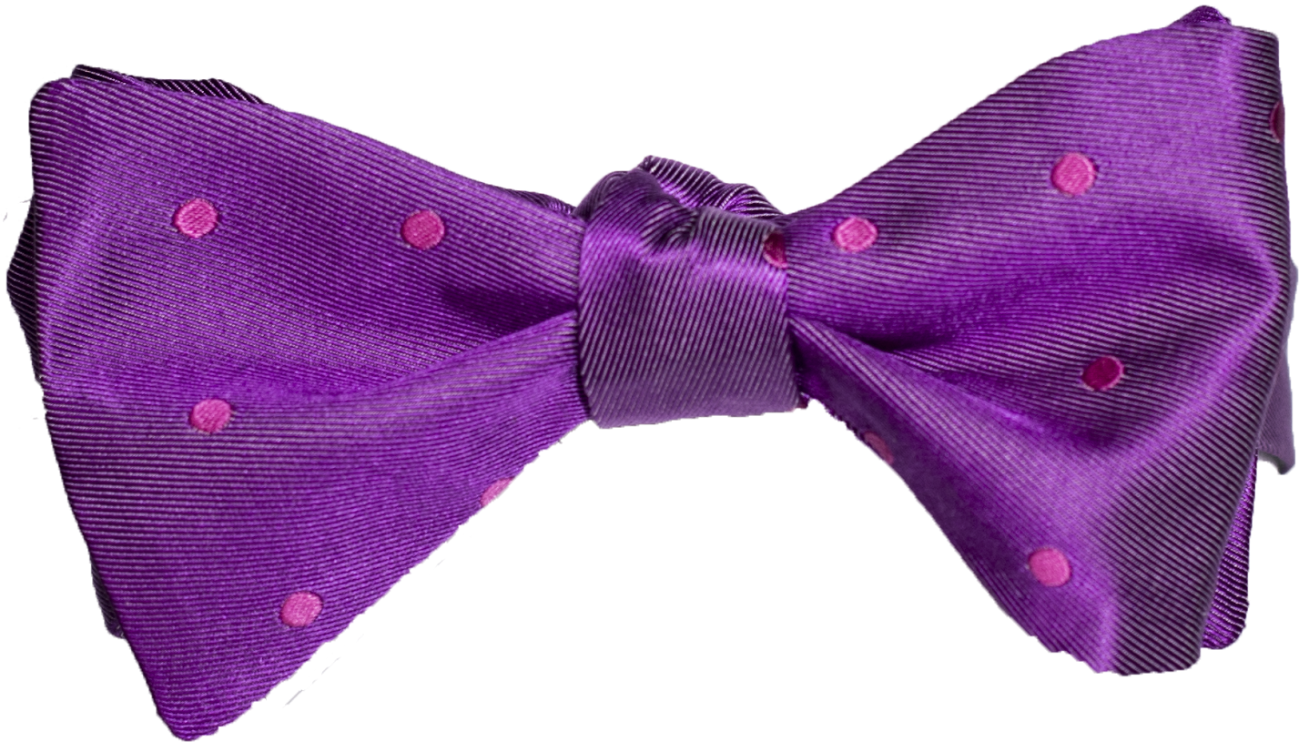 Oliveri - Fuchsia with Hot Pink Dotted Satin Silk Bow Tie
