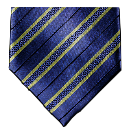Palermo - Medium Blue with Lime Green Striped Mogador Silk Satin