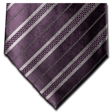Palermo - Dusty Purple with a Silver Gray Striped Satin Mogador Silk