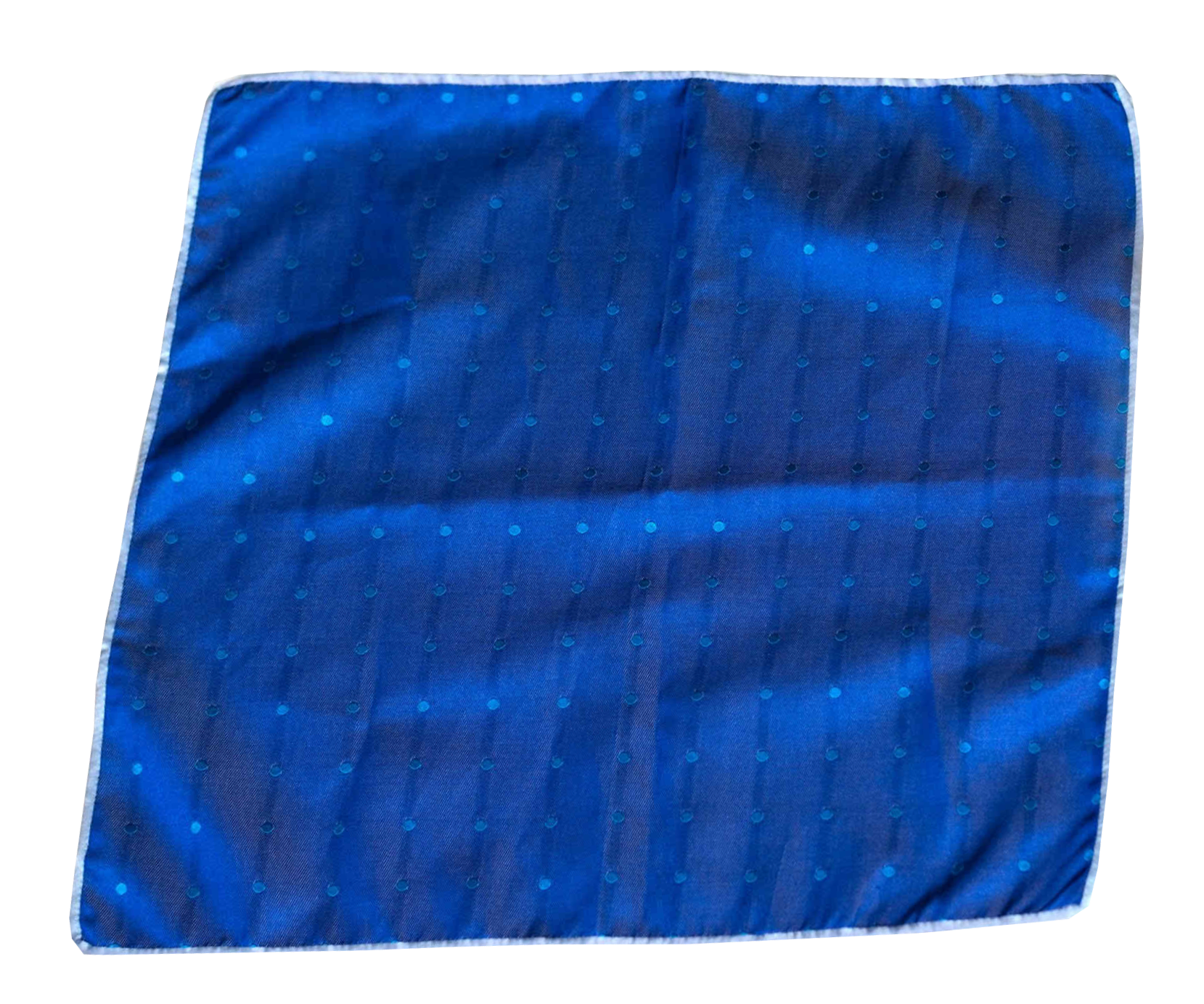 Carlo Franco Silk Pocket Square Woven of Royal Blue with an Aqua Blue Dot