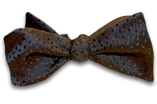 Ragusa - Black Satin Silk Self Tie Bow Tie with Tone on Tone Dots
