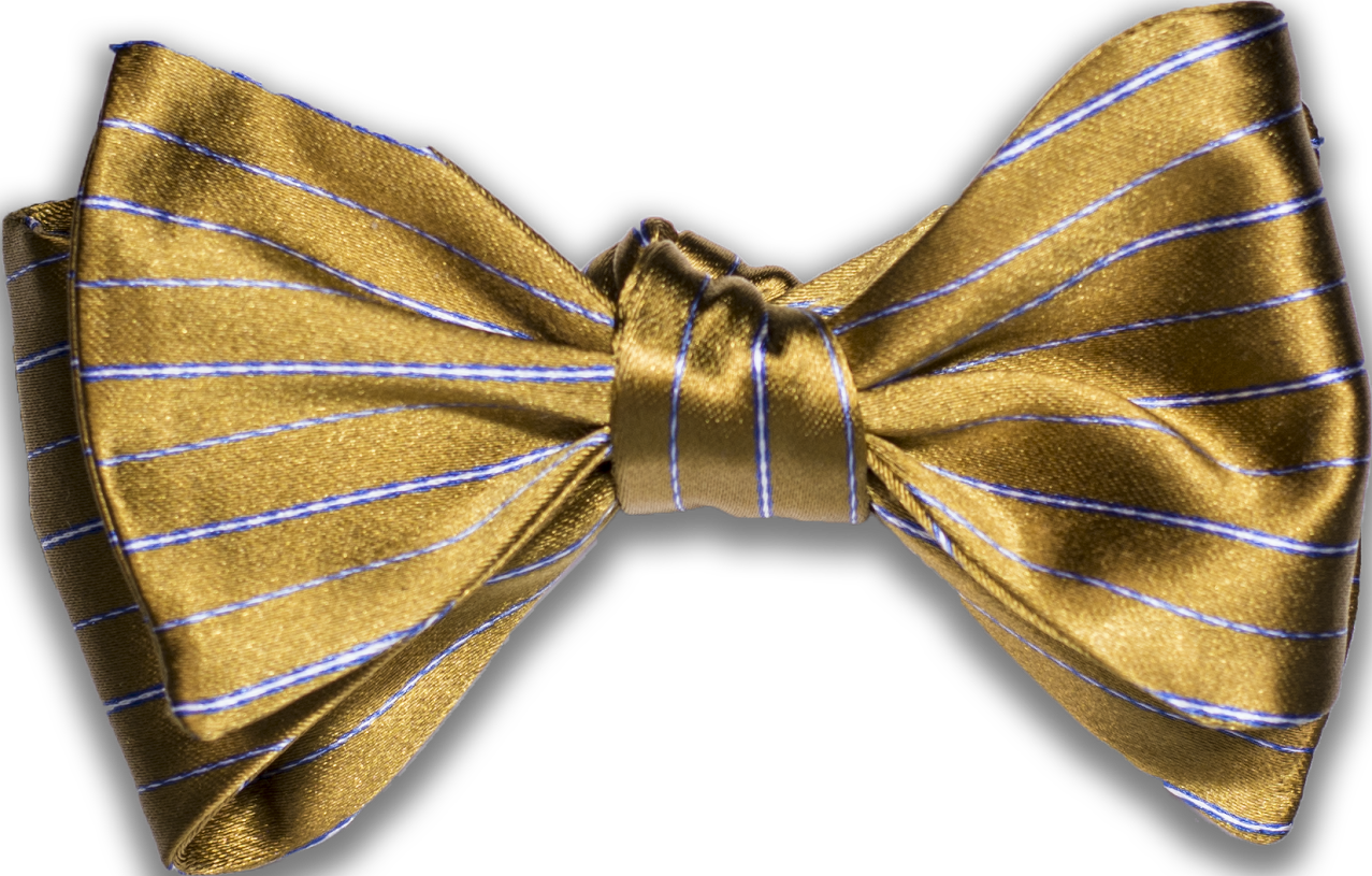 Sortino - Yellow with Navy Blue and White Silk Bow Tie