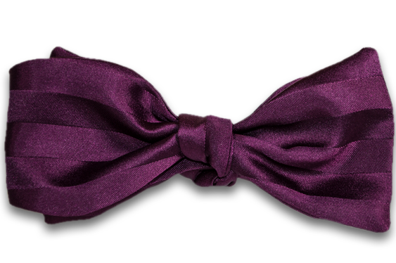 Trapani - Burgundy Wine Silk Self Tie Bow Tie with Tone on Tone Stripes