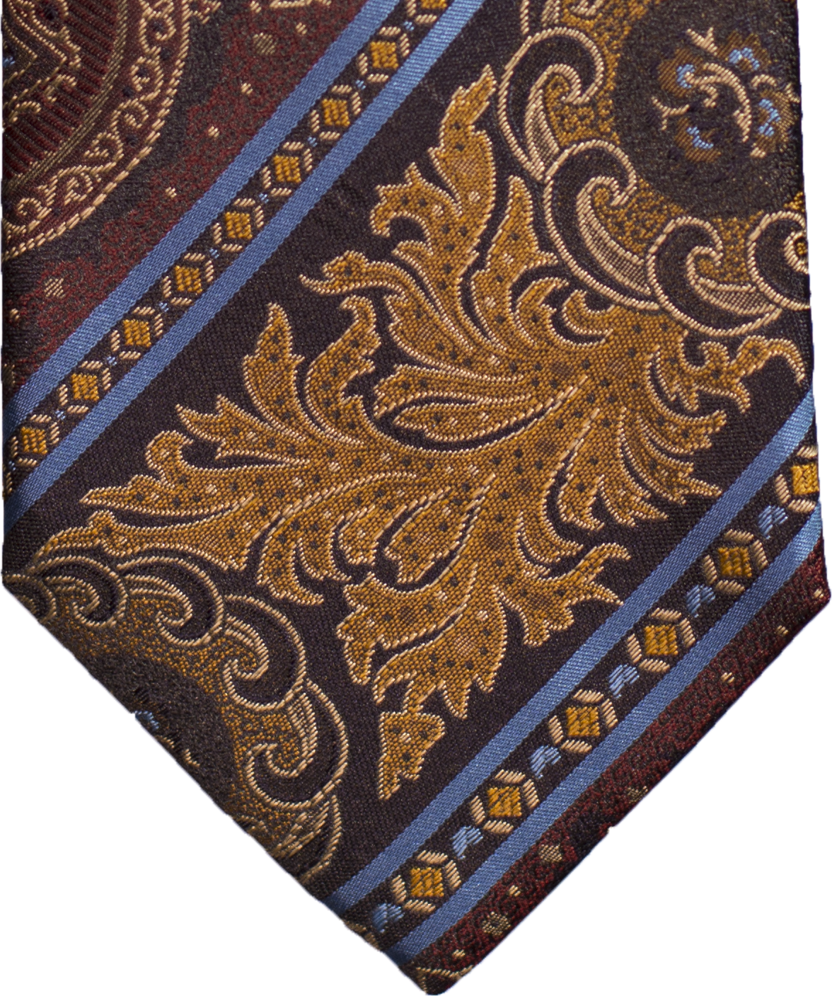 Graniti - Navy Burgandy with Gold leaf Woven Silk