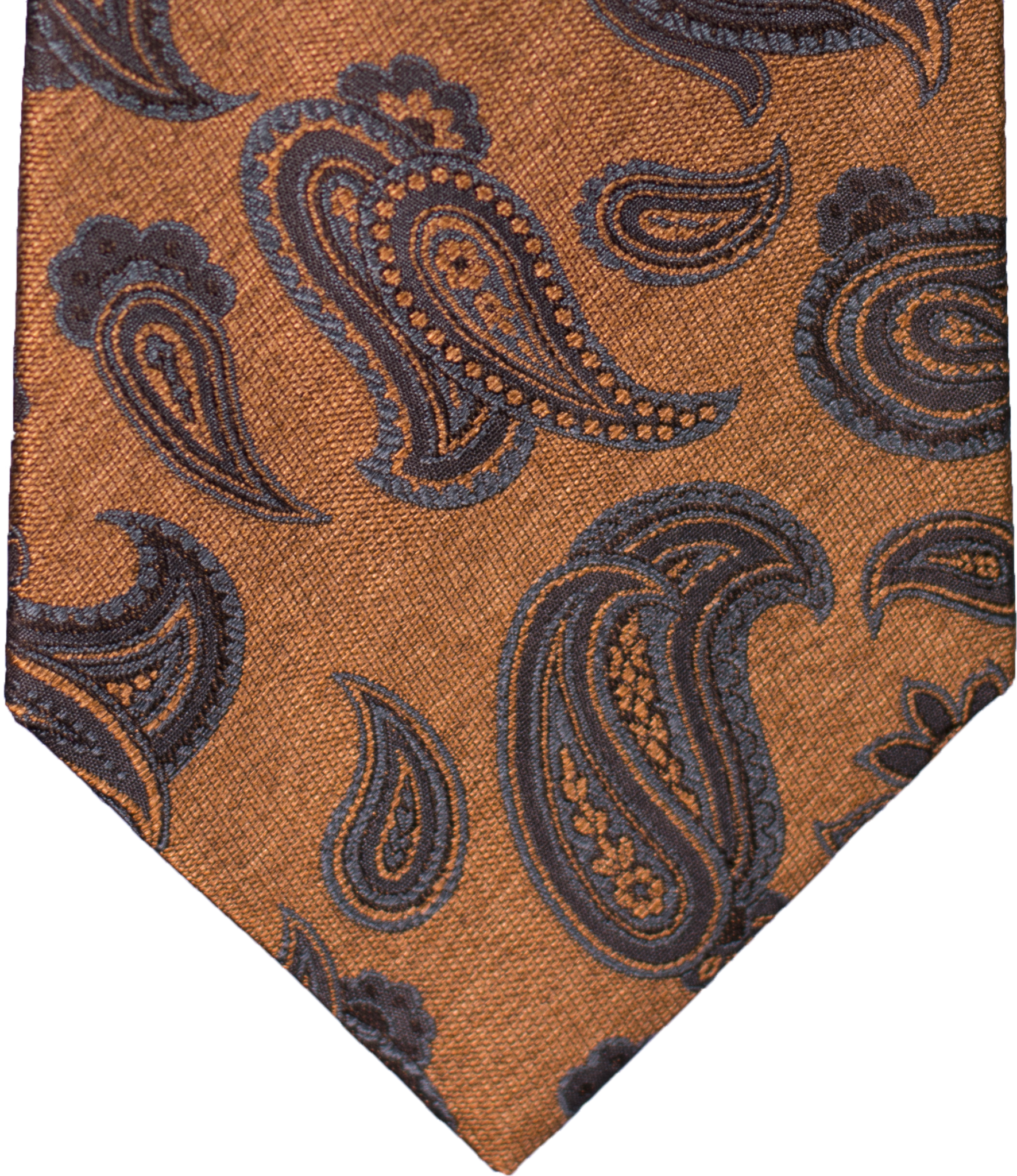 Nicolosi - Antique Gold with teal and black Woven Paisley Silk Bowtie