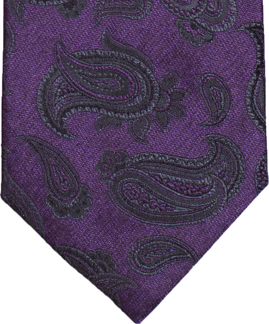 Nicolosi - Purple with gray and black Woven Paisley Silk
